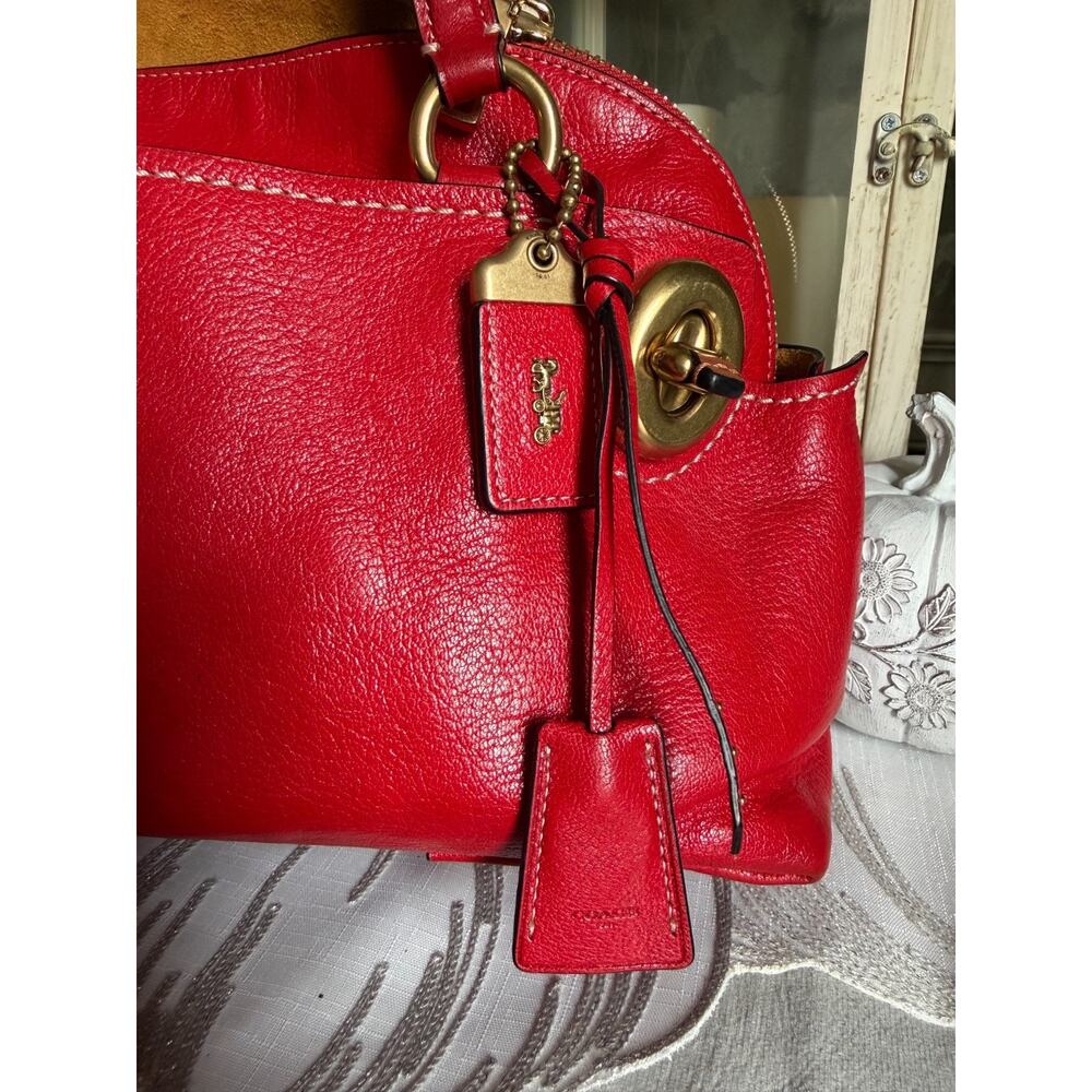 Coach OUTLAW 36 from the 1941 Collection Red Patent Leather Satchel Bag Purse - Picture 2 of 10